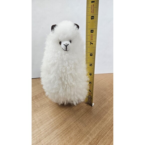 White Alpaca Stuffed Animal Plush Toy 8" Soft Handmade Fluffy Fur Gift Decor - Picture 6 of 7